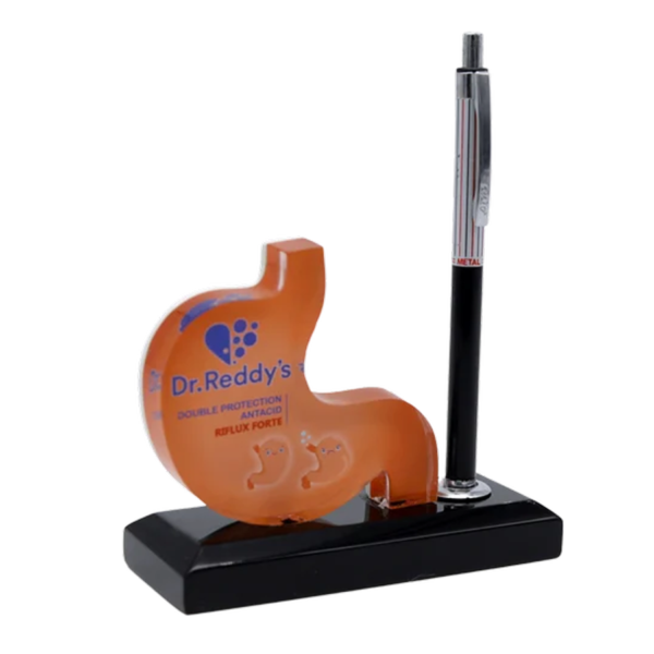 Acrylic Standing Paper Weight With Pen Holder