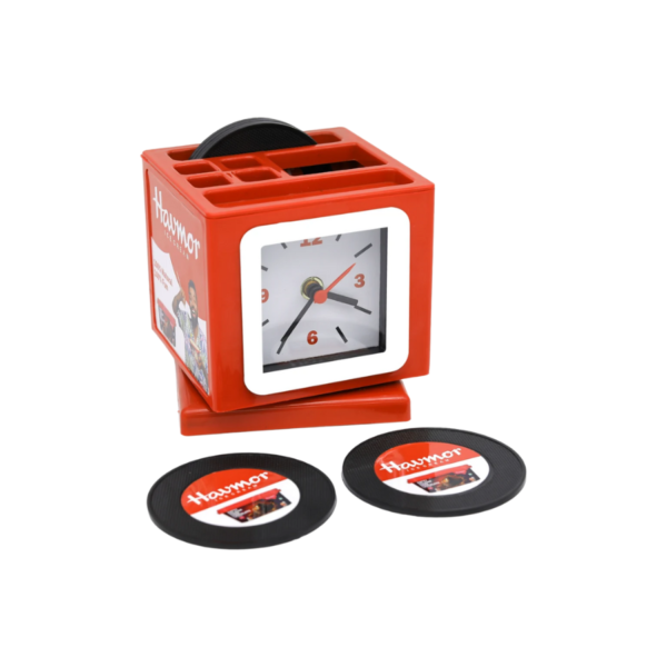 REVOLVING ANALOG PROMOTIONAL TABLE CLOCK CUM PEN STAND
