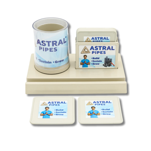 DESIGNER PEN STAND WITH 6 COASTER AND MOBILE STAND