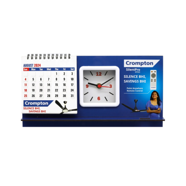 MDF PROMOTIONAL TABLE CLOCK WITH MOBILE STAND AND PEN STAND