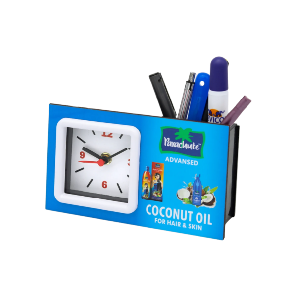 MDF TABLE CLOCK WITH PEN HOLDER