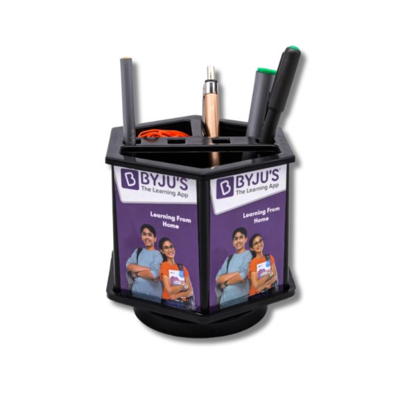 HEXAGONAL BLACK PLASTIC PEN STAND